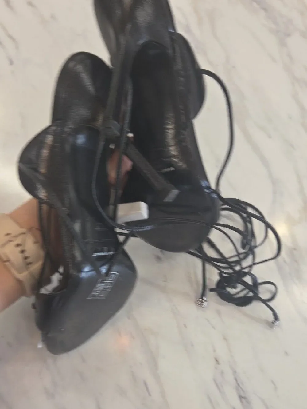 Alexander Wang Black Lace-Up Stiletto Sandals